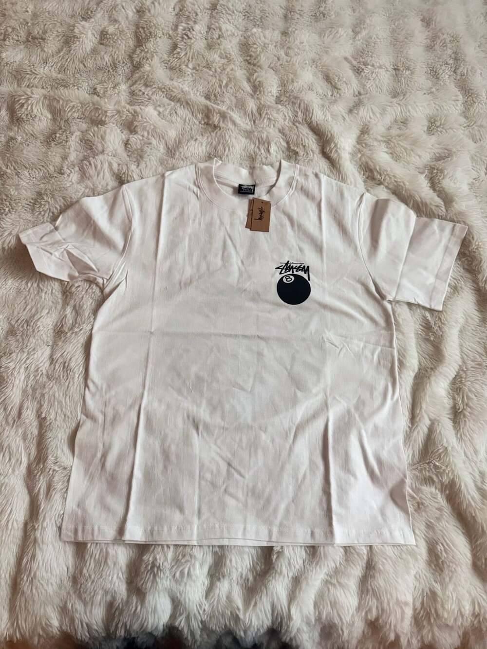 Stussy 8 Ball Pig. Dyed Tee Size Large White